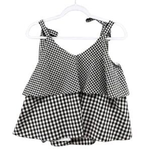 NWT Prose & Poetry Gingham Tank Top Black and White Combo XS Cotton